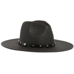 All saints black womens studded hat new